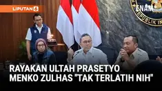 Momen unik terlihat usai rapat koordinasi mengenai tata kelola program Makan Bergizi Gratis (MBG). Menteri Koordinator Bidang Pangan, Zulkifli Hasan nampak menyiapkan kejutan kecil bagi Menteri Sekretaris Negara, Prasetyo Hadi.