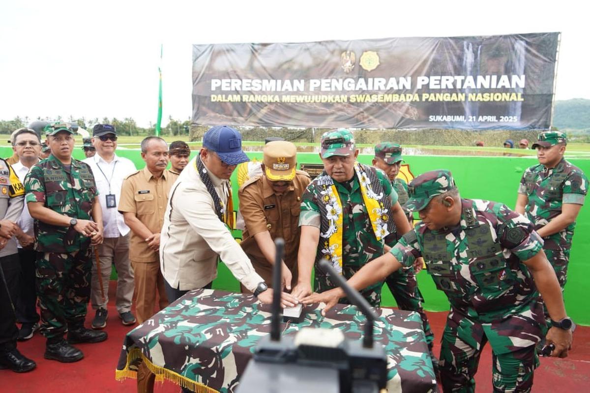 Kasad dan Wamentan Resmikan Sarana Pengairan Ribuan Hektare Sawah di Sukabumi