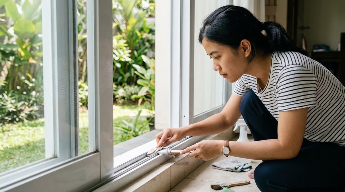 Membersihkan Jendela Aluminium
