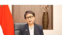 Menteri Luar Negeri Republik Indonesia (Menlu RI) Retno Marsudi dalam pernyataan pers, Selasa (21/11/2023). (Tangkapan Layar Youtube Kemlu RI)