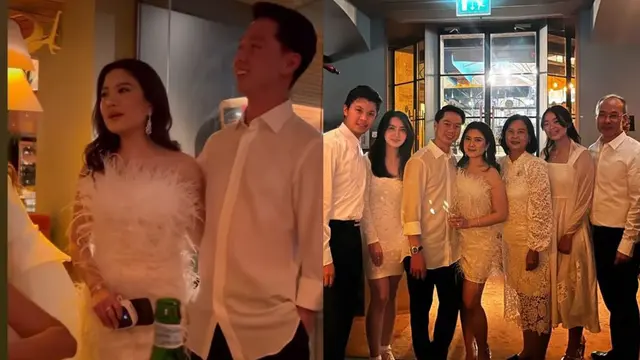 Valencia Tanoesoedibjo dan Kevin Sanjaya dalam sesi makan malam sebelum mereka menikah di Paris