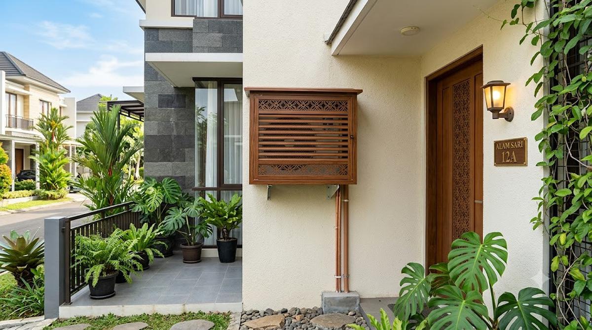 Rak Pelindung AC Outdoor yang Cantik (AI Generated)