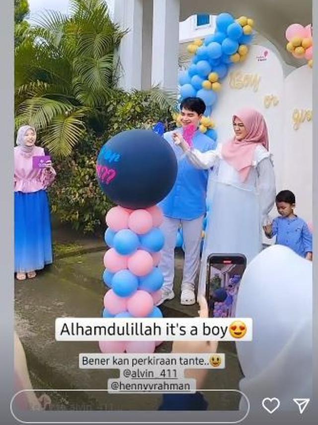 6 Potret Alvin Faiz dan Henny Rahman Gelar Gender Reveal Party, Dihadiri Artis