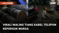 Sosok maling tiang kabel tertangkap oleh warga pada Rabu (29/03/2023). Kejadian tersebut terjadi di Sekotong, Lombok Barat, NTB pada malam hari