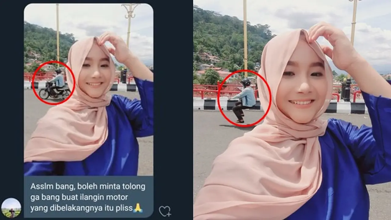 Minta Motor di Belakang Dihilangkan, 6 Hasil Edit Foto Cewek Ini Kocak