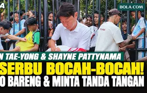 Momen Haru Bocah-Bocah Bertemu Shin Tae-yong dan Shayne Pattynama, Minta Foto hingga Tanda Tangan