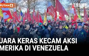 Ratusan demonstran menggelar aksi unjuk rasa di Amsterdam, Belanda, Minggu, memprotes operasi militer Amerika Serikat di Venezuela serta penangkapan Presiden Nicolás Maduro.