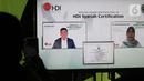 CEO & Chairman HDI Brandon Chia (kiri) saat menerima sertifikat syariah secara virtual dari Sekretaris Bidang Industri,Bisnis dan Ekonomi Syariah Badan Pelaksana Harian DSN-MUI Yuke Rachmawati di Jakarta (22/12/2021). (Liputan6.com/HO/Ading)