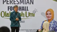Deputi Bidang Usaha Mikro Kementerian Koperasi dan UKM Eddy Satriya, pada acara peresmian Food Hall Mini Olah Oleh Umi di Stasiun Kota Bandung, Senin (25/4/2022). (Dok KemenkopUKM)