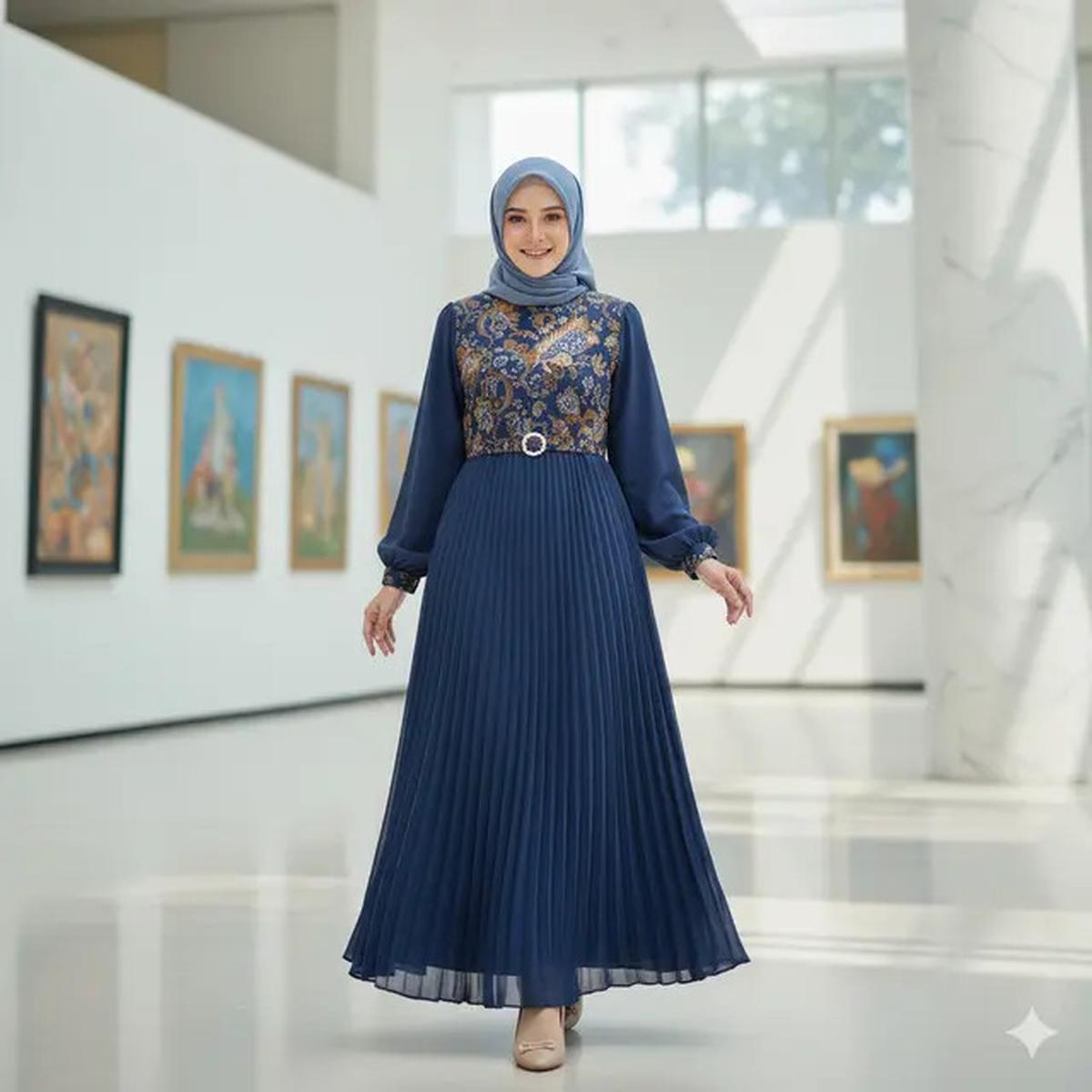 7 Model Gamis Terbaru Batik Kombinasi Sifon, Tampil Anggun dan Elegan di Setiap Acara