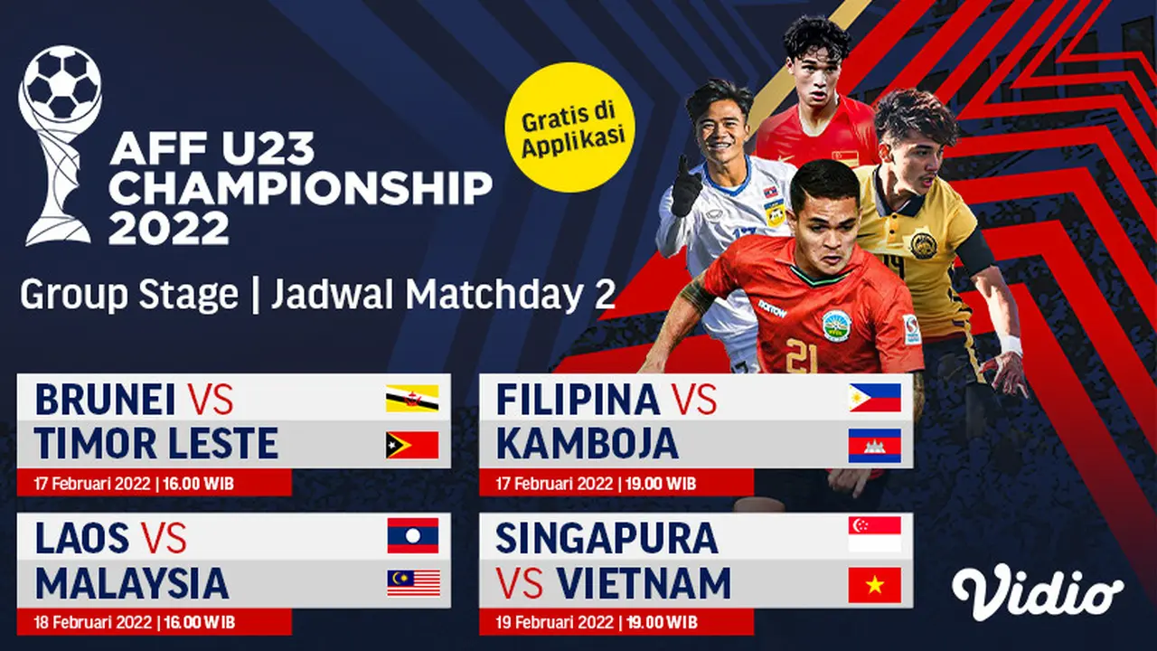 Jadwal Lengkap Streaming Piala AFF U-23 Mulai 17-19 Februari 2022 Mulai 16.00 WIB di Vidio