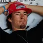 Nicky Hayden sebelumnya mengalami kecelakaan saat sedang bersepeda di Rimini, Italia pada 17 Mei 2017 lalu. Pembalap dengan julukan The Kentucky Kid itu tengah bersepeda saat sebuah mobil Peugeot menabraknya. (AP Photo/Manu Fernandez)