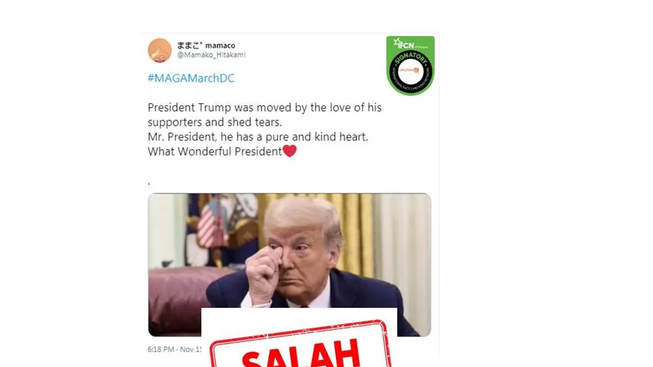 Cek Fakta Donald Trump menangis
