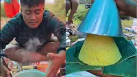 Niat Banget, Viral Pendaki Bikin Tumpeng Lengkap ala Syukuran di Gunung (Sumber: TikTok/bukanhafidz & Instagram/fidz92)