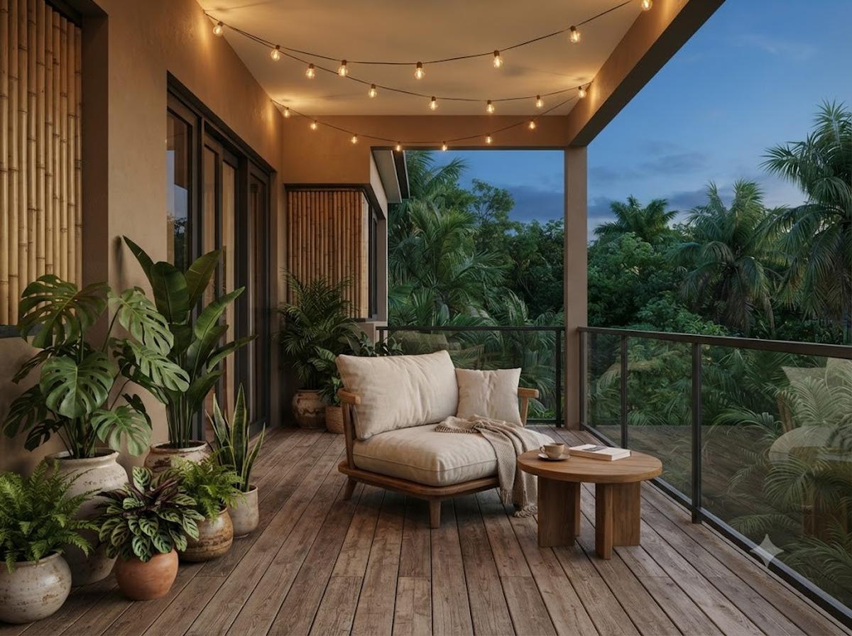 Area Balkon atau Teras Bernuansa Alam