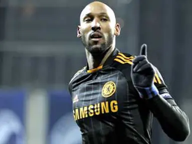 Selebrasi gol striker Chelsea asal Prancis, Nicolas Anelka, ke gawang FC Copenhagen di leg pertama babak 16 besar Liga Champions yang digelar di Parken Stadium, 22 Februari 2011. Skor 2-0 untuk Chelsea. AFP PHOTO / Keld Navntoft
