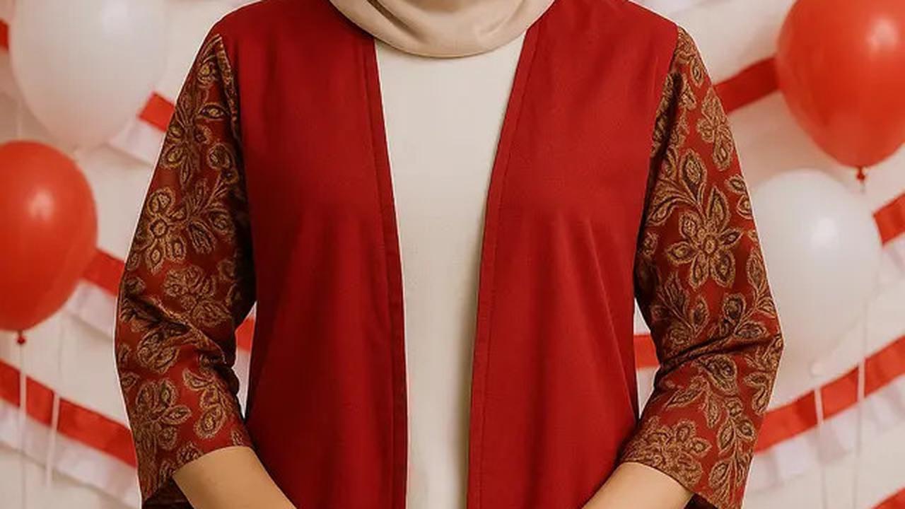 7 Atasan Batik Kombinasi Polos Modern Tema Hari Kemerdekaan 17 Agustus 1945 HUT RI ke-80