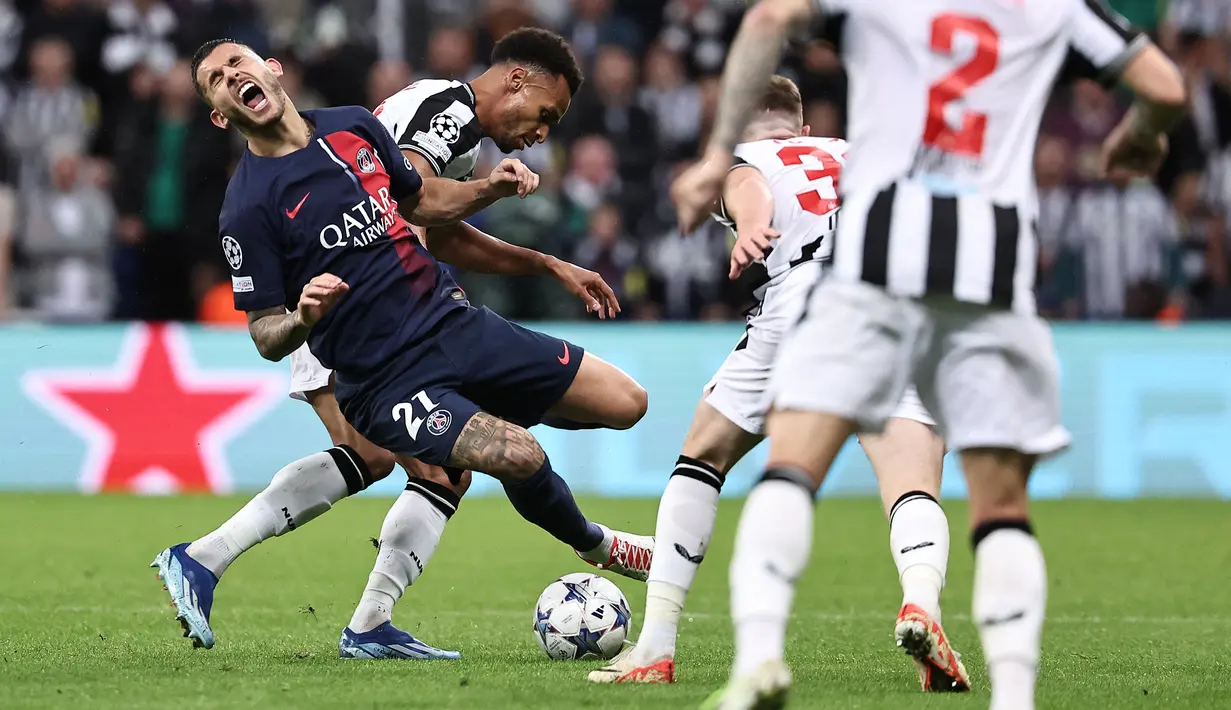 Satu-satunya serangan tim tamu yang berhasil bersarang ke gawang Newcastle adalah gol dari Lucas Hernandez (56’). (FRANCK FIFE / AFP)