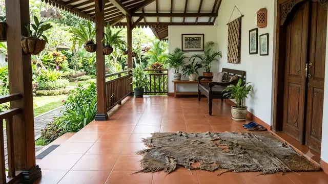 Rumah dengan keset robek