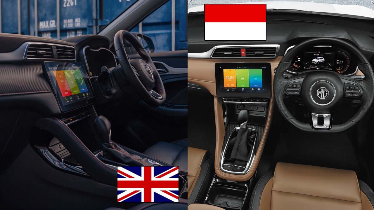 Interior MG ZS facelift di (kiri) Inggris dan (kanan) Indonesia (MG UK, MG Motor Indonesia)