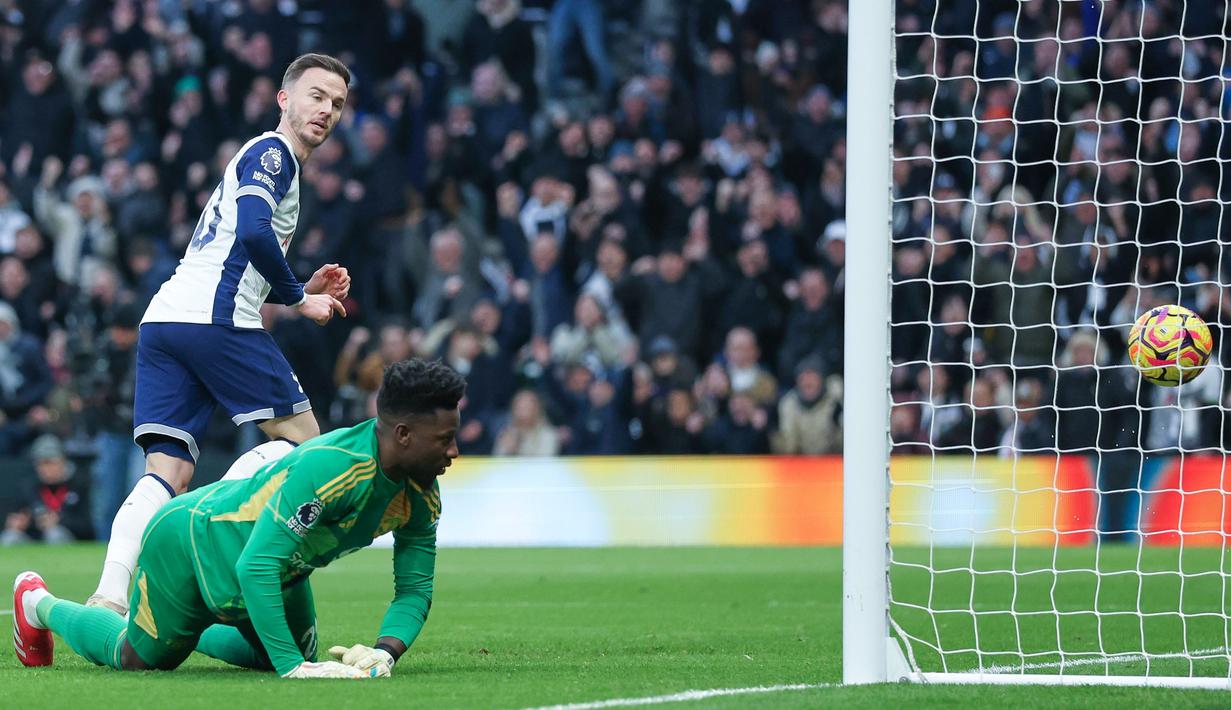 Hasil ini mendongkrak posisi Tottenham ke peringkat 12 klasemen Liga Inggris 2024/2025. Sementara MU tertahan di peringkat ke-15. (AP Photo/Ian Walton)