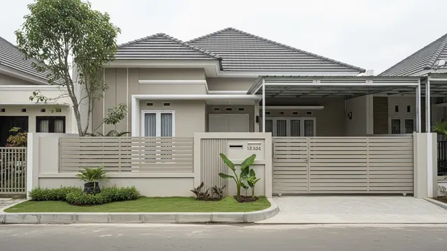 Pagar Minimalis dengan Warna Senada Fasad