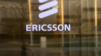 Logo Ericsson di kantor pusatnya di Stockholm, Swedia. Kredit: Ericsson