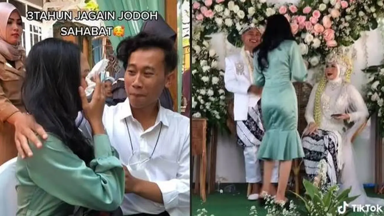 3 Tahun Jagain Jodoh Sahabat, Begini Momen Haru Saat di Pelaminan yang Viral