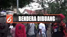 Beredar foto bendera merah putih dibuang ke selokan depan asrama mahasiswa di Surabaya, Jawa Timur.