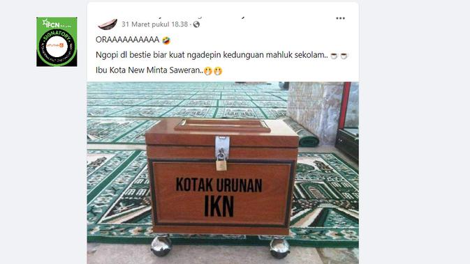 Cek Fakta Liputan6.com menelusuri klaim foto kotak saweran untuk Ibu Kota Negara