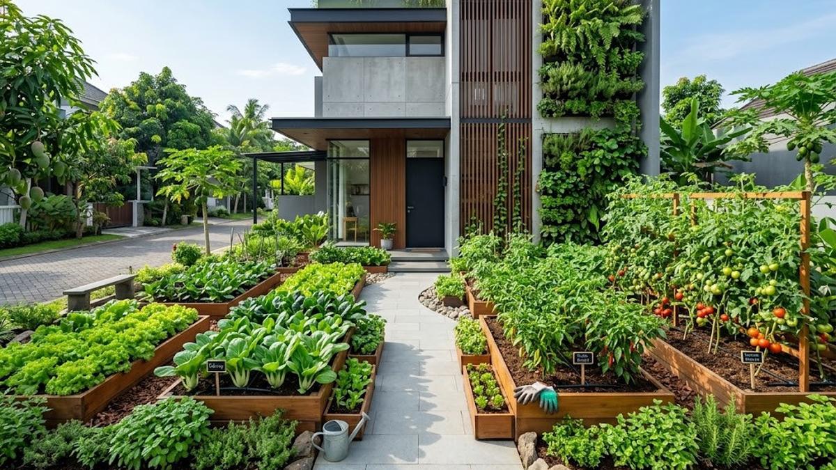 12 Ide Kebun Sayur untuk Rumah yang Tidak Memiliki Pagar, Tetap Rapi dan Produktif