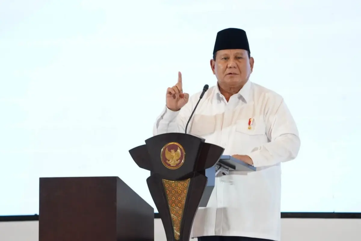 Presiden Prabowo Subianto dalam acara 'Musyawarah Nasional Konsolidasi Persatuan Kadin Indonesia'.