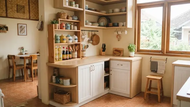 Desain dapur yang tidak terasa pengap dan cocok sebagai ide penataan yang bikin ruangan terasa lebih lega model gunakan sudut dapur yang selama ini kosong