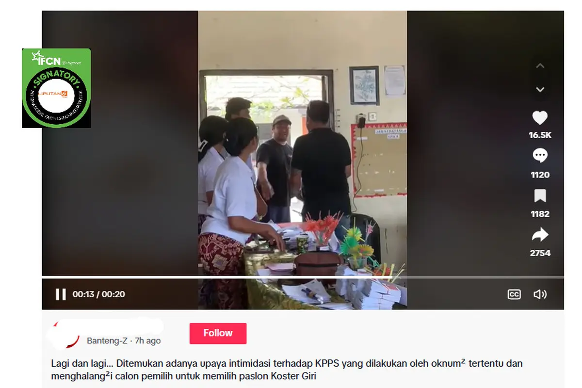 Tangkapan layar klaim video pemilih Paslon Koster-Giri di Bali dihalangi