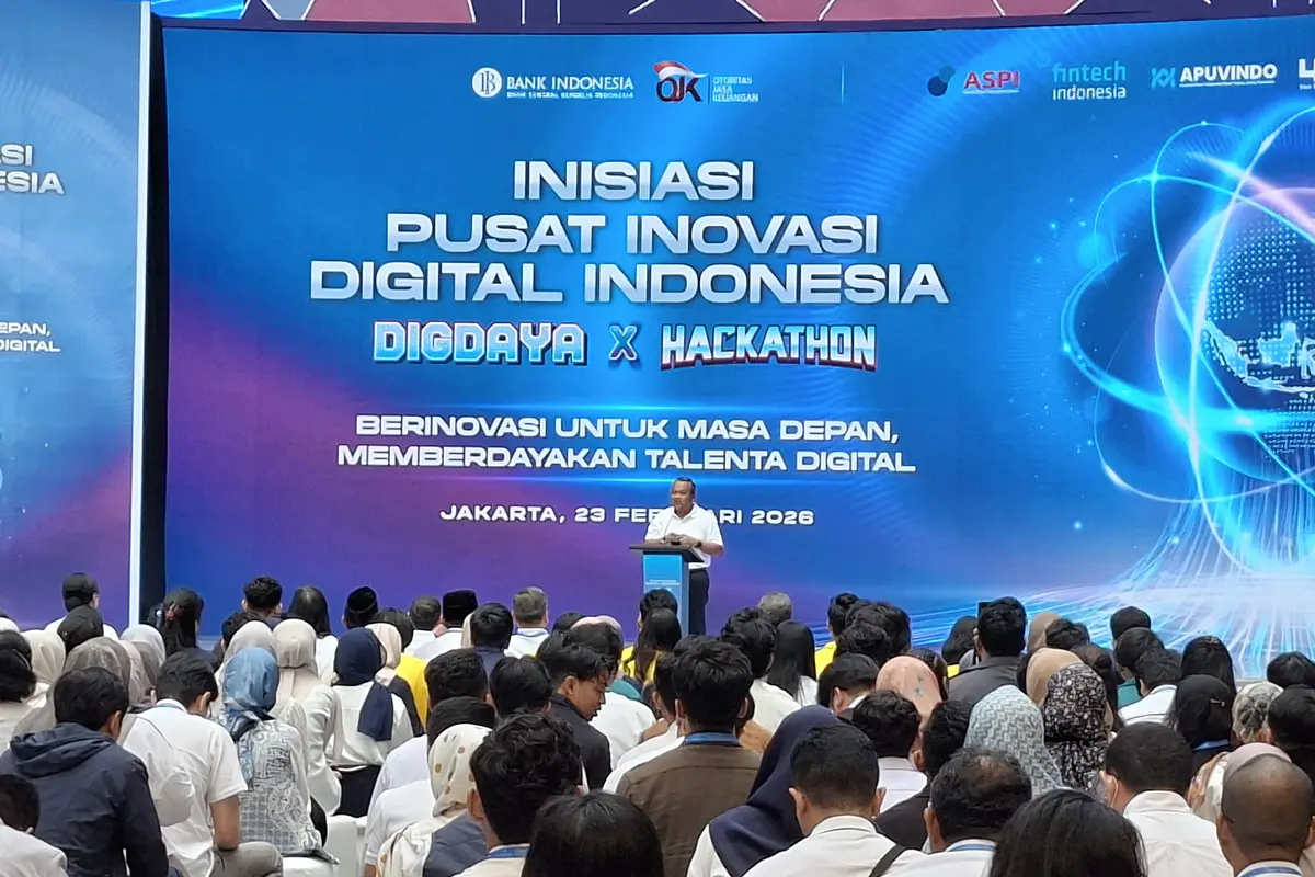 Gubernur Bank Indonesia (BI), Perry Warjiyo dalam Inisiasi Pusat Inovasi Digital Indonesia (PIDI) di Kantor Bank Indonesia, Jakarta, Senin (23/2/2026). (Liputan6.com/Arief)