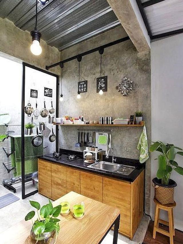 Dapur Letter L Minimalis Gaya Industrial