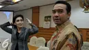 Anggota DPR-RI dari Partai PDI Perjuangan Rieke DIah Pitaloka usai melakukan rapat tertutup mengenai Ketua Panitia Khusus Pelindo II, Jakarta, Kamis (15/10/2015).  Rieke terpilih sebagai ketua Panitia Khusus Pelindo II. (Liputan6.com/JohanTallo)