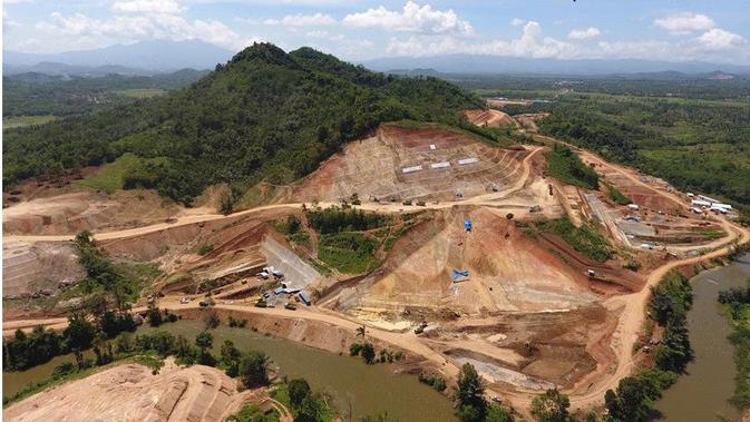 Proyek pembangunan Bendungan Way Sekampung (Sukoharjo) di Kabupaten Pringsewu, Provinsi Lampung. (Foto: Kementerian Pekerjaan Umum dan Perumahan Rakyat atau PUPR)