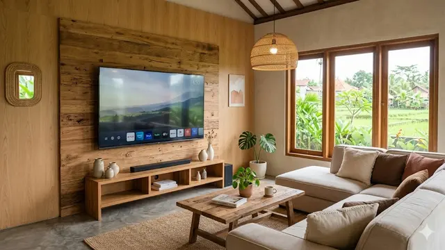 Gambar Ruang Tamu Rumah Minimalis dengan TV Besar