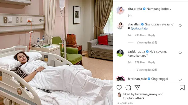 Cita Citata dirawat di rumah sakit