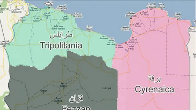 Libya kemungkinan terpecah menjadi Libya Barat dan Libya Timur. (Sumber Wikipedia)