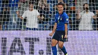 Striker Timnas Italia, Giacomo Raspadori, berhasil mencetak gol dalam laga debutnya bersama Gli Azzurri saat menang 5-0 atas Lithuania di Kualifikasi Piala Dunia 2022 zona Eropa, Kamis (9/9/2021) dini hari WIB. (Vincenzo PINTO / AFP)