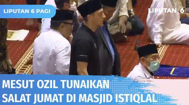 Pesepakbola asal Jerman, Mesut Ozil bersama rombongan tiba di Masjid Istiqlal untuk menunaikan salat Jumat. Usai salat Jumat, Ozil meluangkan waktu untuk menyapa seluruh jemaah didampingi pengurus Istiqlal.