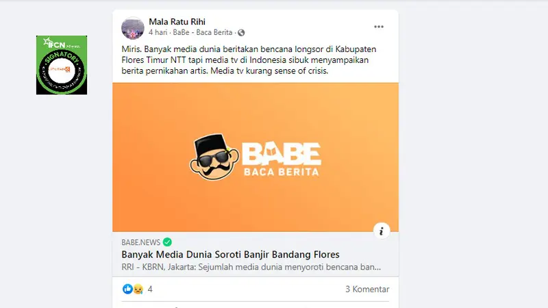 Cek Fakta Liputan6.com menelusuri klaim tidak ada stasiun Tv Indonesia yang memberitakan banjir NTT