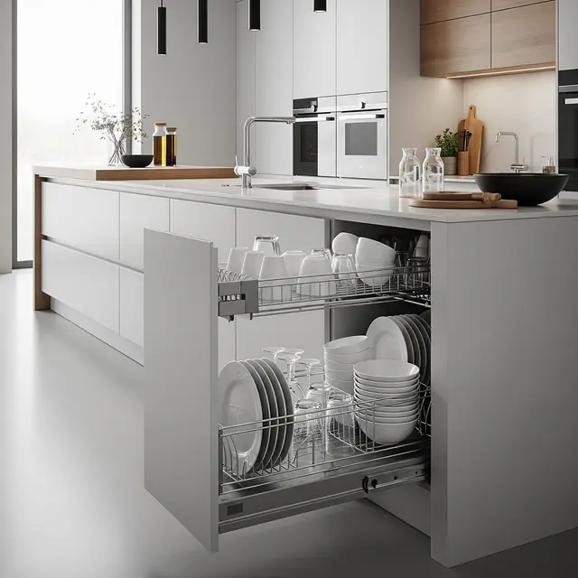 Rak Piring Tarik Soft Closing (AI Generated)