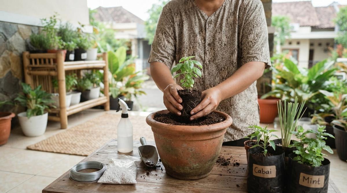 Cara Membuat Kebun Bumbu Dapur Kecil di Teras Rumah