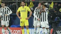 Juventus harus puas bermain imbang 1-1 kontra Villarreal pada laga leg kedua 16 besar Liga Champions di Estadio de la Ceramica, Rabu (23/2/2022) dini hari WIB. (AP Photo/Alberto Saiz)