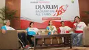 Suasana konferensi pers Djarum Badminton All Stars 2015 di Cilegon, Banten, Sabtu (14/3). Olahraga Djarum Foundation menyambangi Cilegon dan berlangsung di GOR Asa pada 13-14 Maret 2015. (Liputan6.com/Helmi Afandi)