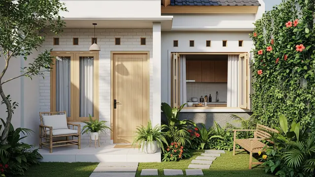 Rumah Desa dengan Kebun Samping Terhubung Dapur