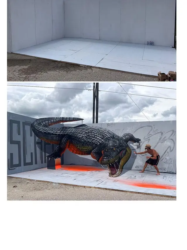 Seniman Ini Buat Griffiti 3D di Bangunan Terbengkalai, 10 Hasilnya Tampak Nyata